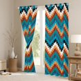 thumbnail image 3 of Homewish Teal Western Aztec Blackout Curtains Set of 2 (52x84 Each) for Women, Vintage Rustic Farmhouse Window Curtains, Triangle Abstract Curtains and Drapes, Living Room Curtains Decor, 3 of 6