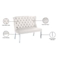 thumbnail image 6 of Meridian Furniture Cream Velvet Suri Settee Bench, 6 of 7