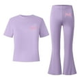 thumbnail image 5 of 2 Piece Outfits Sets Girls Short Sleeve Bow T-Shirt Top and Flared Pants Sets Summer Outfits Size 8-9 Years Girls Clothes, 5 of 5