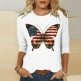 thumbnail image 2 of SELONE Womens 3/4 Sleeve T Shirts USA Flag Themed Crewneck Stars Stripes Apparel Red White Blue Wear Clothes July 4th Gifts Activewear XL, 2 of 5