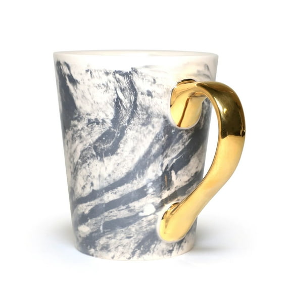 Marble Effect Ceramic Mug with Gold Painted Handle