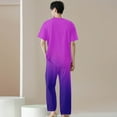 thumbnail image 3 of HAJWOH Purple Scrubs Sets for Men Stretchy Nursing Uniform Short Sleeve V-Neck Scrub & Yoga Jogger Pants Solid Color Scrubs Sets with Multi Pockets Purple 3XL, 3 of 5