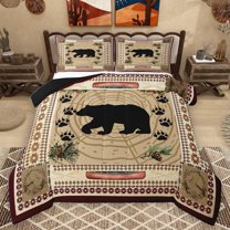 Homewish Animal Bear Full Size Comforter Sets 3-Piece for Female Men Adults,Retro Vintage Bedding Comforter Set,Jungle Woodland Wildlife Lightweight Bedding Sets,Lightweight Room Decor,Reversible