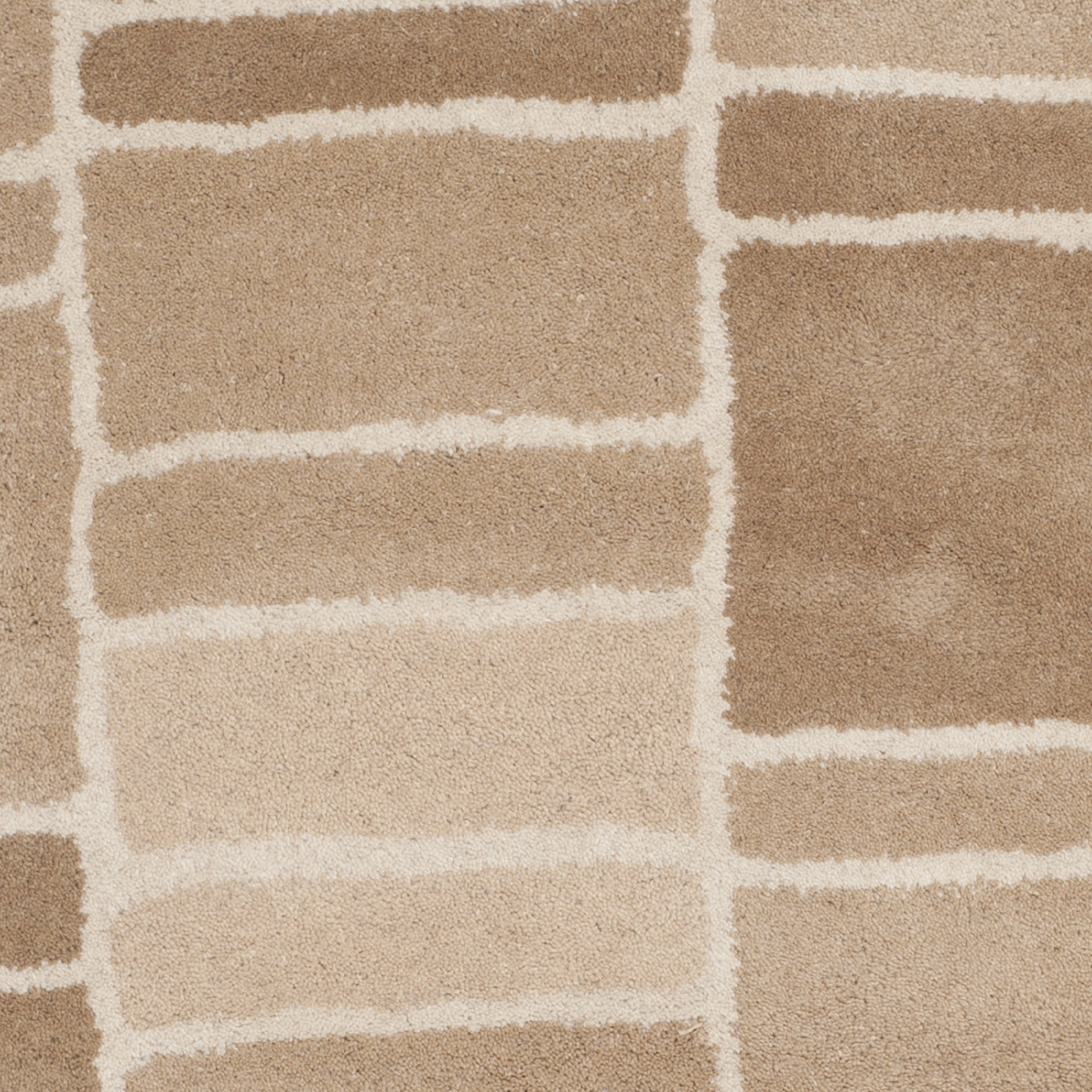 SAFAVIEH Martha Stewart Blocks Geometric Wool Area Rug, Camel/Ivory, 4' x 4' Round