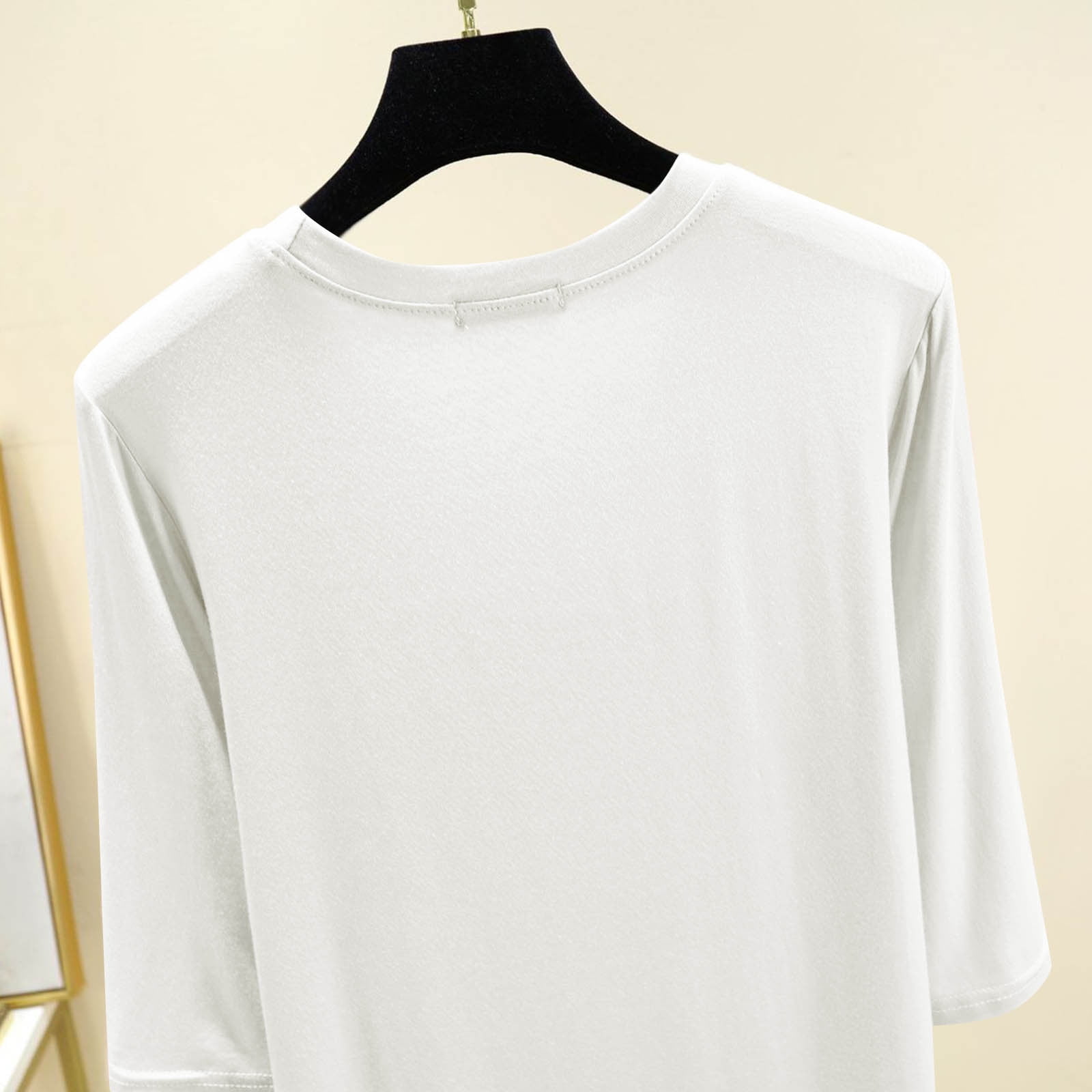 Women 3/4 Sleeve Shirts Soft Comfortable Basic Crew Neck Pullover Top Loungewear Pajamas Tee - image 4