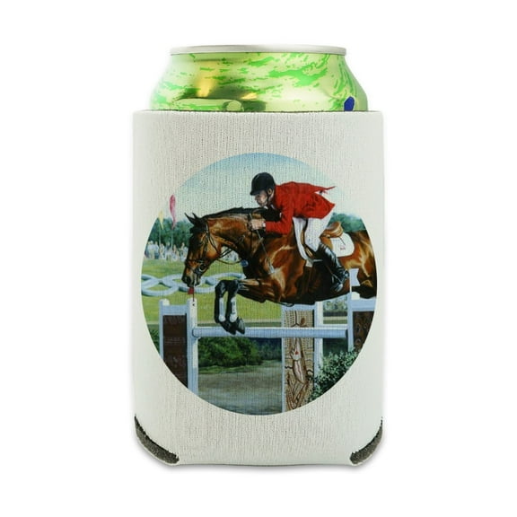 Horse Show Jumping Stadium Can Cooler - Drink Sleeve Hugger Collapsible Insulator - Beverage Insulated Holder