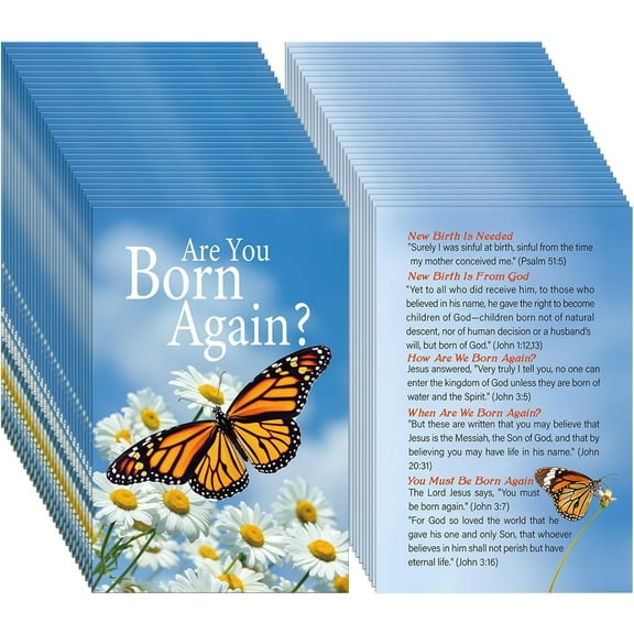 100 Pcs Gospel Tract Card Salvation Cards Pocket Holy Postcard Prayer Postcards Christian Inspirational Bible Verses Bookmark for Christian Gift(Are You Born Again)