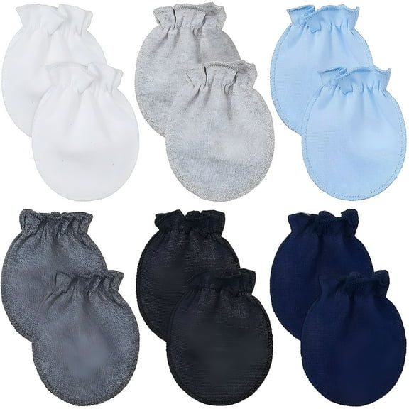TELOLY 6 Pairs Newborn Baby Mittens No Scratch Infant Gloves for Baby 0-6 Months