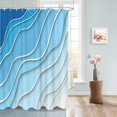 thumbnail image 2 of Blue Shower Curtain, Blue White Ombre Aqua Beach Waves Abstract Ocean Bathroom Curtain Home Decor Waterproof Fabric Machine Washable with 6PCS Hooks,36" Wx72 L, 2 of 6