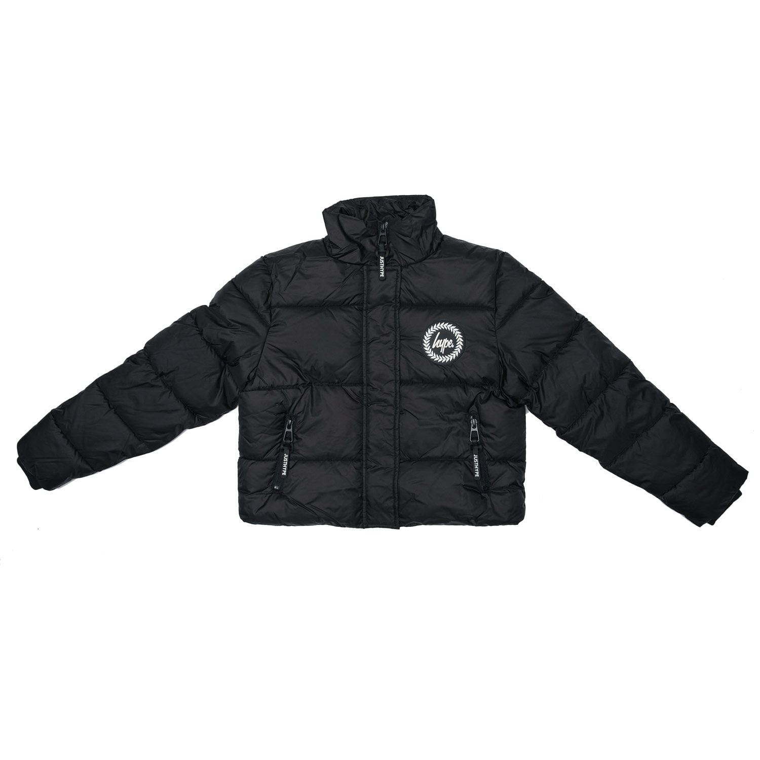 Girl's Hype Junior Crop Puffer Jacket in Black