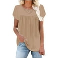 thumbnail image 3 of Womens Plus Size Tops, Short Petal Sleeve Shirts for Women Summer Casual Loose Fit Solid Color Crisscross V Neck T-Shirts Tunic Tops, 3 of 6