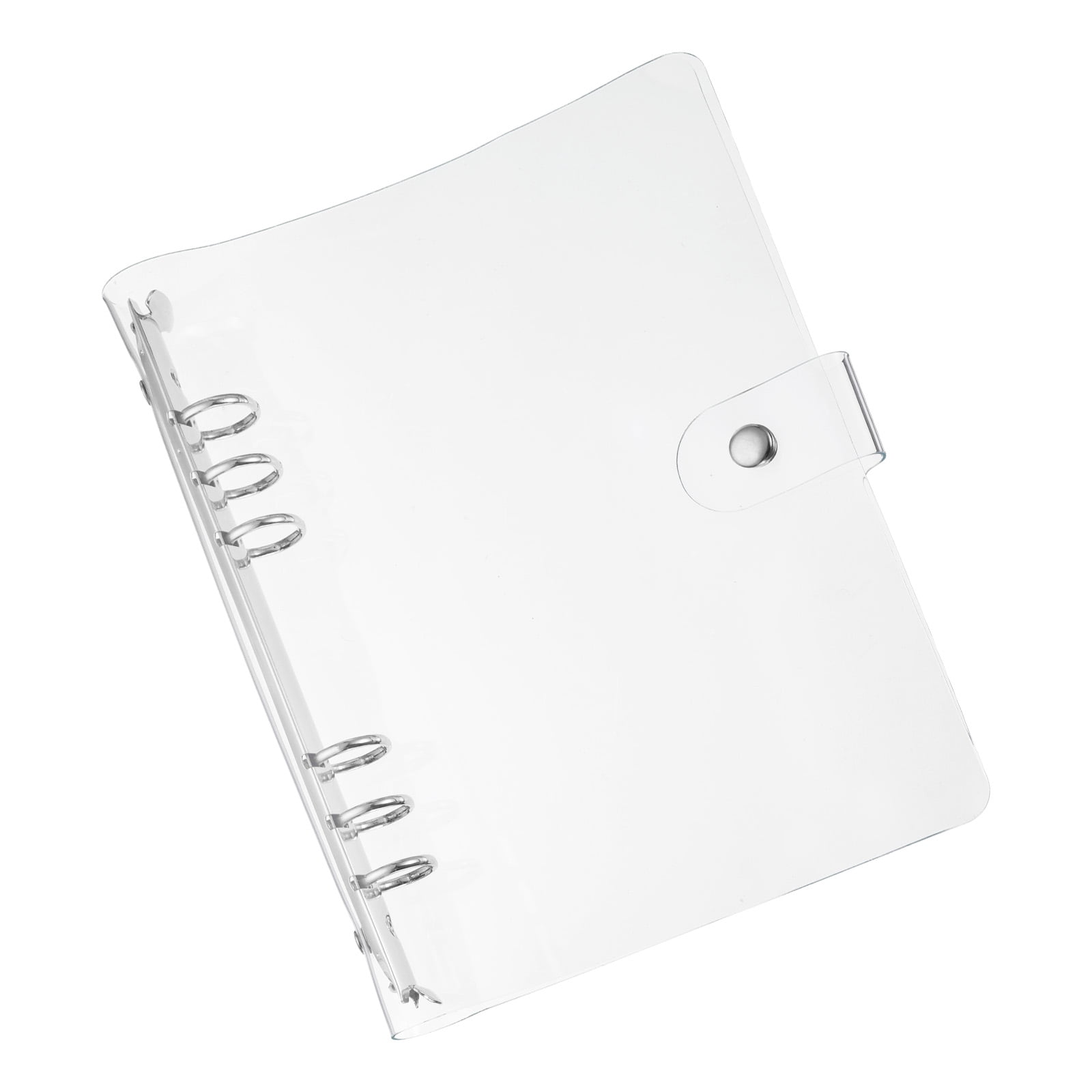Uxcell Soft PVC A5 Clear Binder Cover with Snap Button Closure 6 Ring, Silver Tone