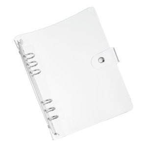Uxcell Soft PVC A5 Clear Binder Cover with Snap Button Closure 6 Ring, Silver Tone