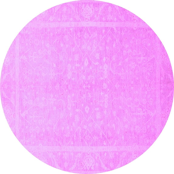 Ahgly Company Indoor Round Abstract Purple Modern Area Rugs, 8' Round