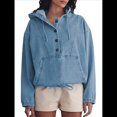 thumbnail image 1 of Chaqueta Vaquera con Capucha para Mujer, Jersey Vaquero con Botones y Capucha con Cordón, Sudadera Informal de Larga. Azul Medio XXL, 1 of 8
