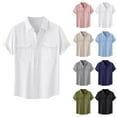 thumbnail image 4 of Hessimy Mens Short Sleeve Button Down Two Pockets Soft Vintage Regular Fit Vintage Casual Shirts,Pocket(White,XL), 4 of 5