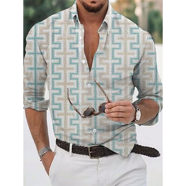 Nuevas camisas de manga larga de moda para hombre, camisetas de manga larga con estampado informal diario con solapa para hombre , ropa para exteriores de alta calidad