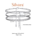 thumbnail image 6 of Silvora 3PCS Layered Anklets for Women Silver Stainless Steel Stackable Flat Snakle Cuban Chain Heart Ankle Bracelet Set Adjustable Foot Chain Beach Boho Jewelry Gifts for Birthday Mothers Day, 6 of 6