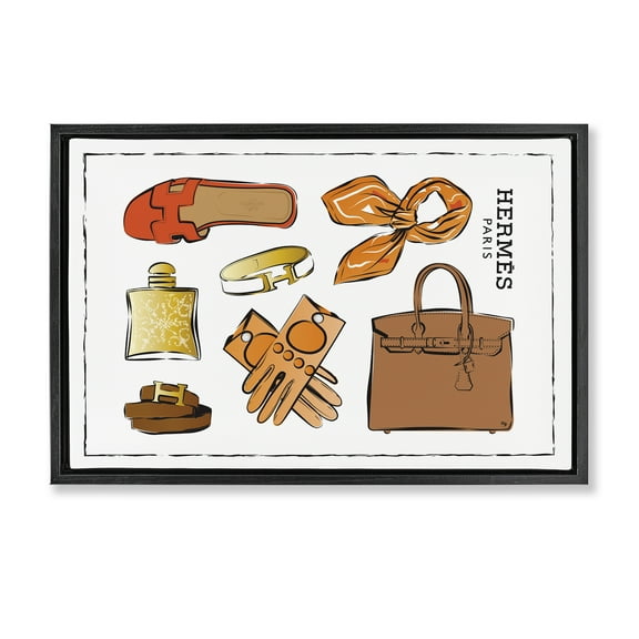 Stupell Industries Trendy Neutral Fashion Fashion Painting Black Floater Framed Canvas Art Print Wall Art, 25 x 17