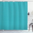 thumbnail image 1 of Stripes Shower Curtain, Nautical Themed Pattern of Simplistic Wavy Lines Symmetrical Maritime, Fabric Bathroom Set with Hooks, 69W X 84L Inches Extra Long, Sea Blue Seafoam White, by Ambesonne, 1 of 3