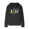 thumbnail image 4 of Hoodies for Women Graphic Heart Print Cute Long Sleeve Waffle Drawstring Pullover Spring Fall Sweatshirts with Pockets(Black,S), 4 of 5