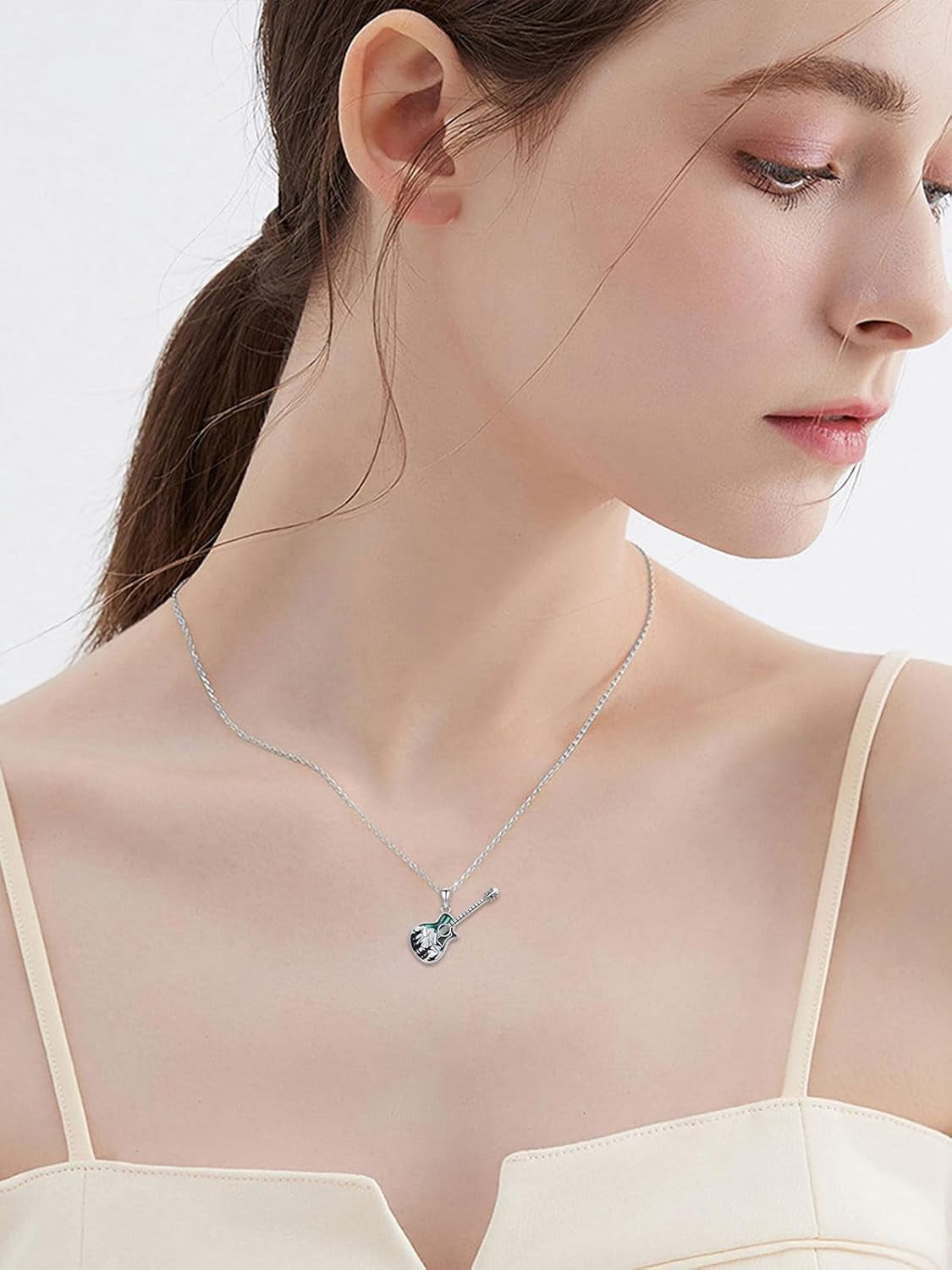 Guitar Pick Holder Necklace Sterling Silver Personalized Soundwave Guitar Pick Pendant Holder Christmas Musicians Gift for Guitar Lovers Music Lovers