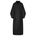thumbnail image 4 of XFLWAM Women Double Breasted Trench Pea Coat Elegant Lantern Long Sleeve Winter Maxi Long Wool-Blend Overcoat Jacket Black M, 4 of 6
