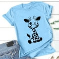 thumbnail image 4 of Yuwull Oversized T Shirts for Women, Womens Summer Tops Giraffe Print Graphic Short Sleeve Crew Neck T-Shirt Plus Size Womens Cute Tops Blue, 4 of 6
