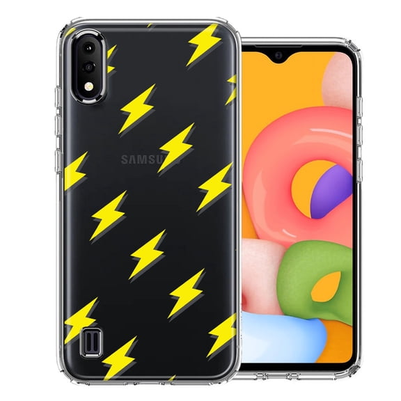 MUNDAZE for Samsung Galaxy A01 Electric Lightning Bolts Design Double Layer Phone Case Cover