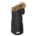 thumbnail image 5 of Girls Fleece Lined Heavy Winter Parka Jacket Coat Faux Fur Trim Zip-Off Hood - Black (4), 5 of 7