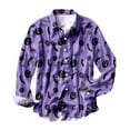 thumbnail image 5 of Halloween Shirts for Men Pumpkin Casual Long Sleeve Button Down Lapel Tops Outdoor Loose Soft Mens Shirts Light Purple L, 5 of 5