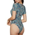 thumbnail image 2 of Balery Underwater Animals and Flowers Body de cuello redondo de manga corta para mujer Tops de manga corta Tops básicos-Large, 2 of 7