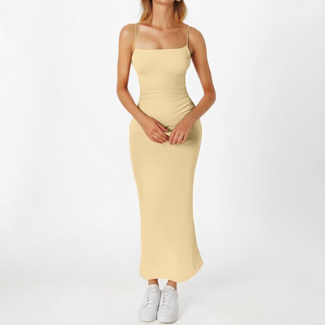 WILLBEST Faldas Para Mujer Vestido De Primavera Para Mujer Vestido De Tirantes De Seda Color Leche Para Verano