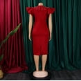 thumbnail image 5 of AURA Womens Elegant Beaded Ruffle Sleeve Round Neck Pencil Midi Dress Stretch Office Work Summer, 5 of 9