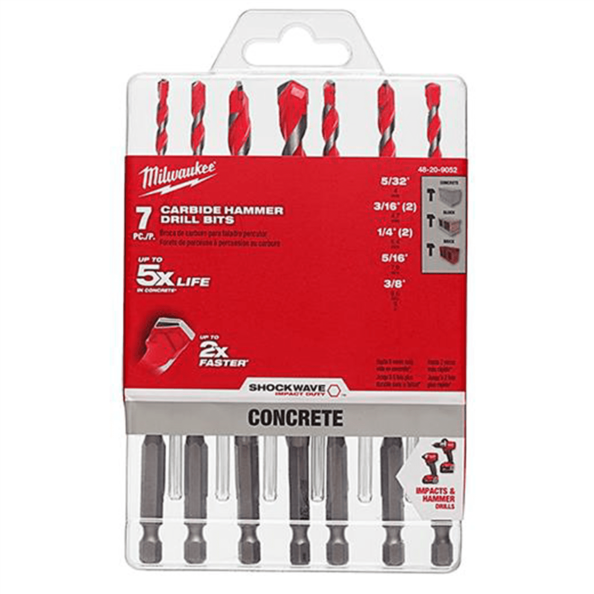 Milwaukee Tool 7PC. SHOCKWAVE Impact Duty Carbide Hammer Drill Bit Set