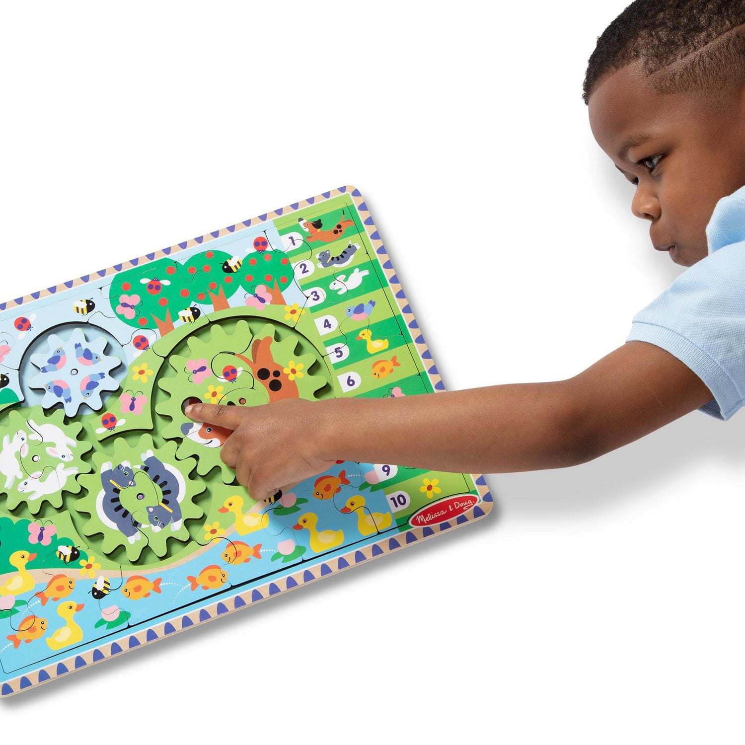 Melissa & Doug Wooden Animal Chase Jigsaw Spinning Gear Puzzle – 24 Pieces