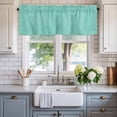 thumbnail image 2 of Turquoise Burlap Texture Farmhouse Short Window Curtain Valances, Farmhouse Vintage Aqua Rod Pocket Kitchen Valances for Living Room Bedroom Bathroom Cafe 54" x 18", 2 of 8