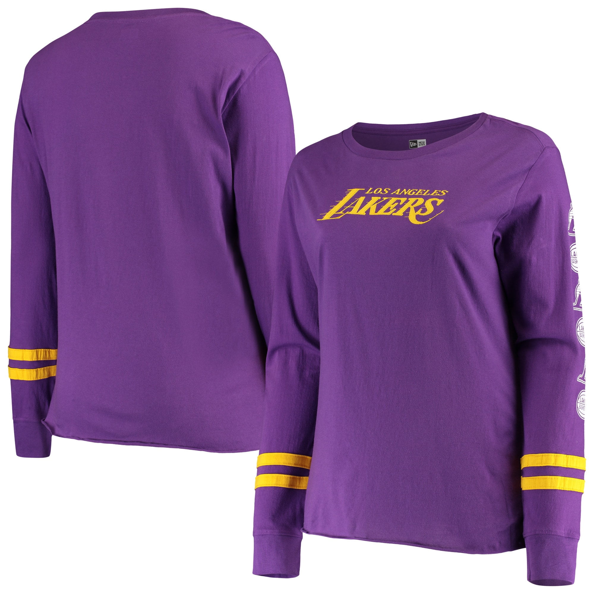 Los Angeles Lakers New Era Women S Plus Size Long Sleeve T Shirt Purple Gold Walmart Com Walmart Com