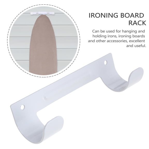 KALLORY Heavy Duty White Ironing Board Storage Hook - Holder for Laundry Room and Utility Room Organization