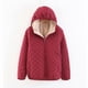 thumbnail image 3 of Chaqueta corta bordada a cuadros con abrigo de lana de cordero y algodón engrosado, 3 of 5