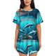 thumbnail image 1 of Balery Hawaiian Ship Dolphin Conjunto de Pijama para Mujer con Estampado, Dos Piezas de Manga Corta y Shorts, Ropa de Dormir Suave con Cuello Redondo y Bolsillos-Small, 1 of 6
