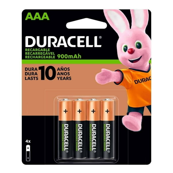Pilas recargables Duracell AAA 900mAh, 4 pzas