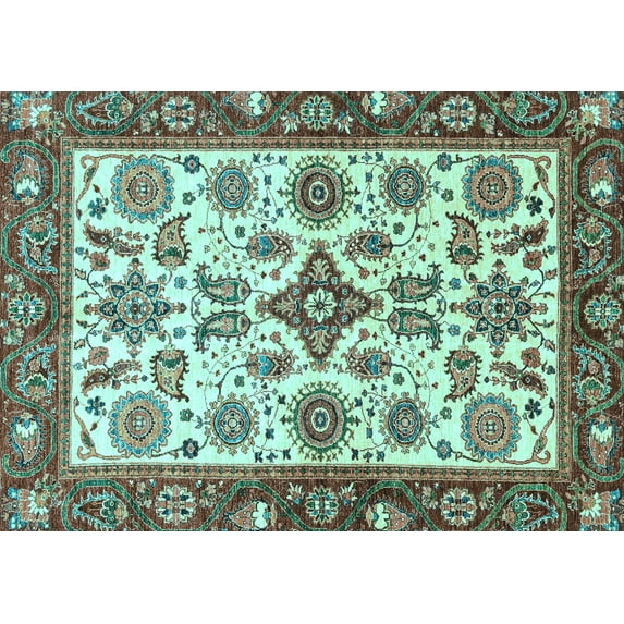 Ahgly Company Indoor Rectangle Oriental Light Blue Traditional Area Rugs, 6' x 9'