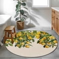 thumbnail image 4 of Round Area Rug 4ft, Summer Spring Watercolor Lemon Non-Shedding Washable Area Rug, Fruit Green Leaves on Linen Non Slip Low-Profile Circle Rugs for Living Room, Bedroom Dining Room, 4 of 9