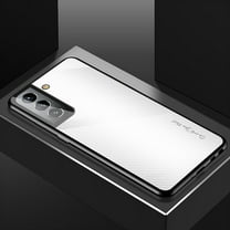 ELEHOLD for Samsung Galaxy A14 5G Textured Glass Case, 9H Glass PC Panel TPU Soft Border Camera Protection Drop Resistant Anti-Scratch Shockproof Case for Samsung Galaxy A14 5G,White