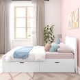 thumbnail image 2 of Max & Lily Twin Bed Frame with Storage Drawers, Solid Wood Platform Bed for Kids, White, 2 of 11