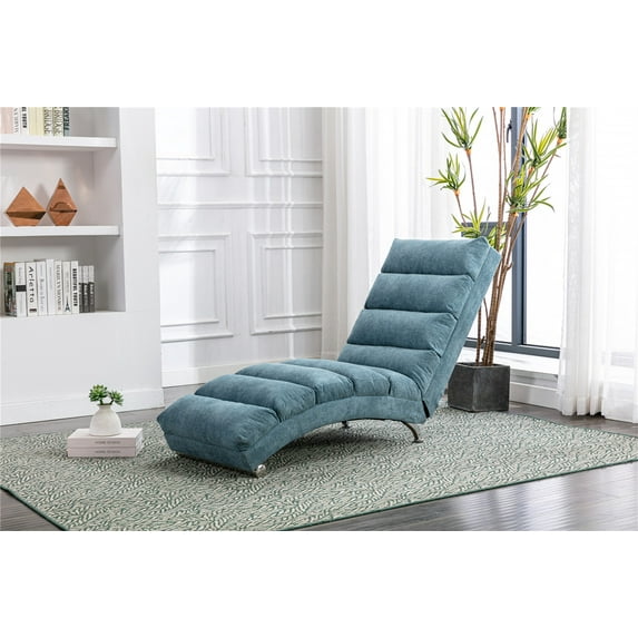 Electric Massage Recliner Chair Linen Chaise Lounge Indoor Chair, Modern Long Lounger for Office or Living Room (Blue)