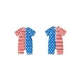 thumbnail image 2 of Raccmtaty 4th of July Toddler Boys Rash Guard Swimsuit Rompers Zipper Short Sleeve Stripe Star Print Kids Bathing Suit Baby Swimwear, 2 of 9