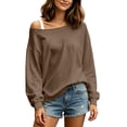 thumbnail image 5 of Diufon Off Shoulder Sweatshirt for Women Long Sleeve Drop Shoulder Pullover Tops Soft Comfy Fall Winter Warm Sweatshirts, 5 of 9