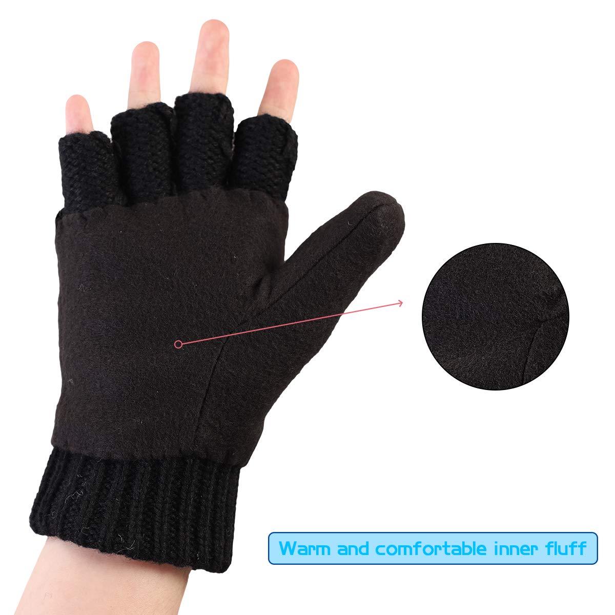 Cooplus Winter Wool Convertible Fingerless Gloves photo 6